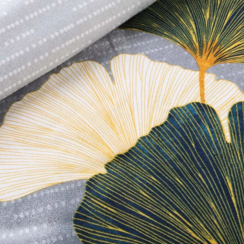 31510/1 Flannelove Darymex gris verde hojas de ginkgo- conjunto, 100% algodón, cálido y suave