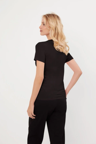 Chic Blusa de manga corta Moda Italiana - negro