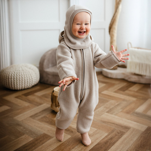 Mono para bebé de lana merina Eevi - beige, suave y transpirable