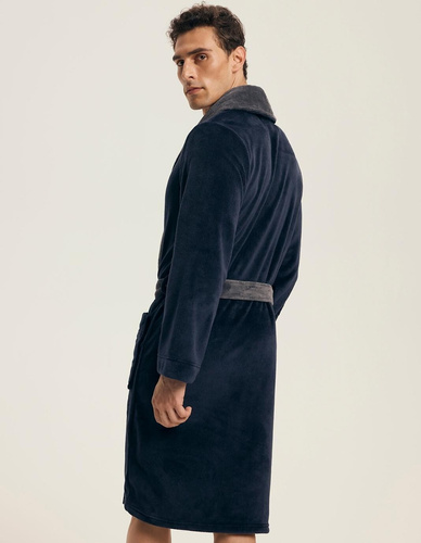 Henderson albornoz de hombre 43378 Nocturn - azul marino, atado a la cintura, tejido de punto suave