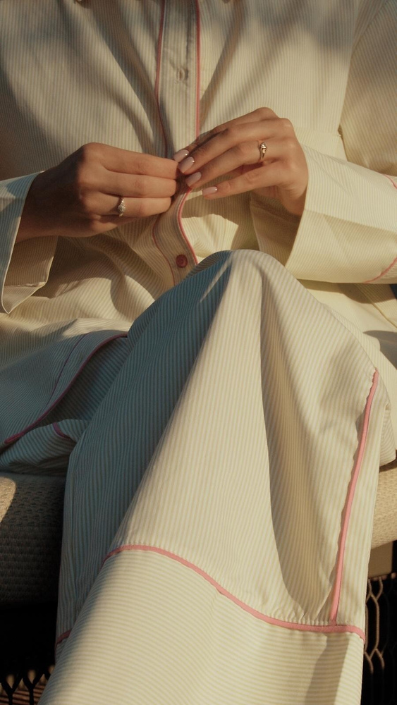 Pijama mujer Sensis Raven lima – algodón, camisa con botones y pantalón