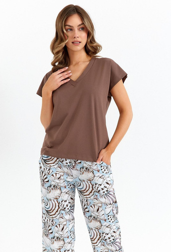 485 Cana pijama mujer chocolate - algodón, dos piezas, elegante