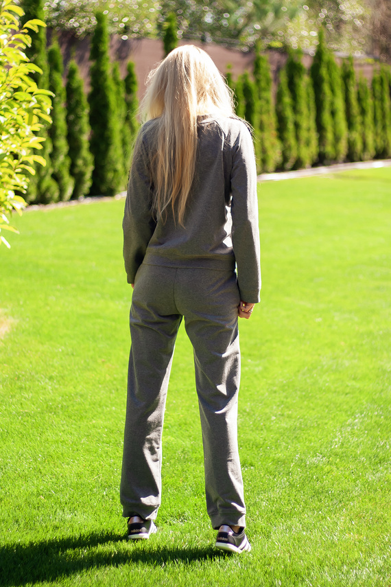 Conjunto de chándal Antao Mirale para mujer, algodón con elastano, producción polaca - gris