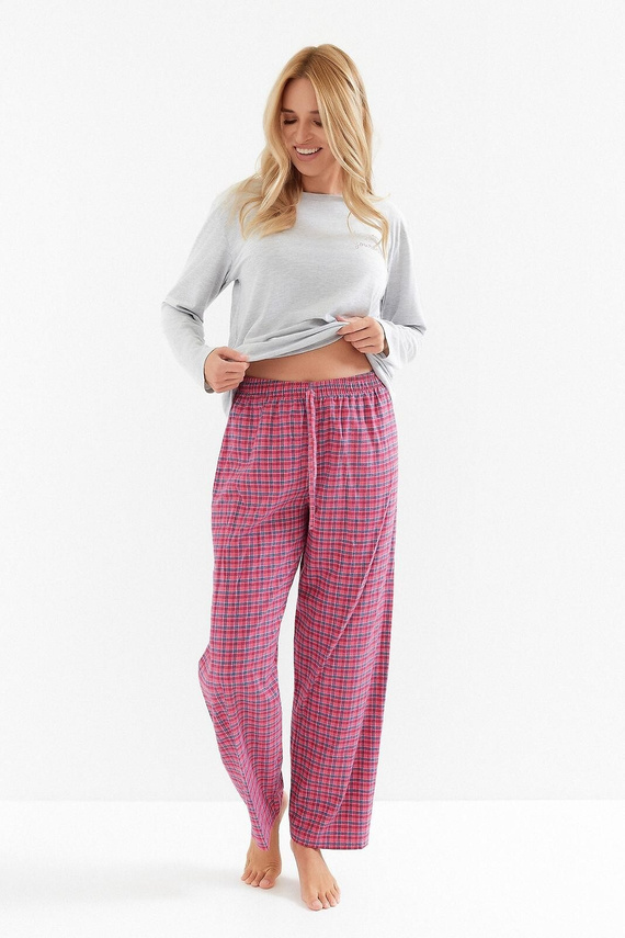 Taro Madlen 3512 pijama de mujer - algodón, manga larga, pantalón a cuadros