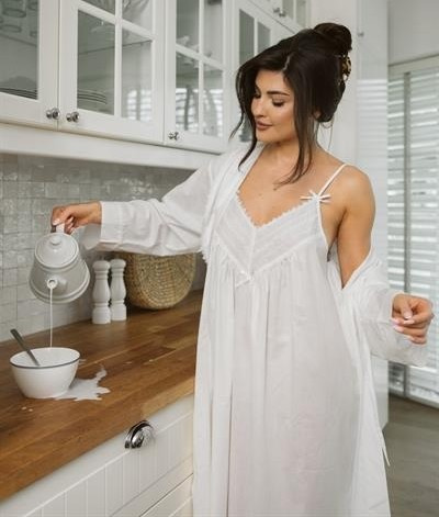Camisón Unikat Blanche Blanco 100% Algodón Ligero de Verano para Mujer