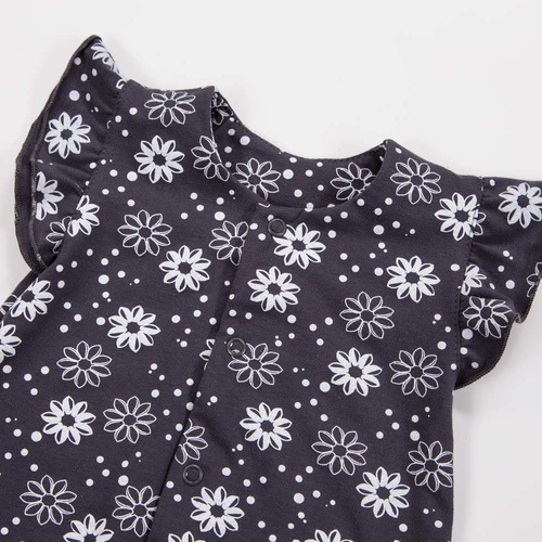 Rampa para niña EEVI - grafito con flores, 100% algodón