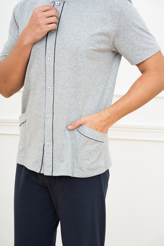 Alcest Pijama hombre manga corta, pantalón largo Moda Italiana - azul marino