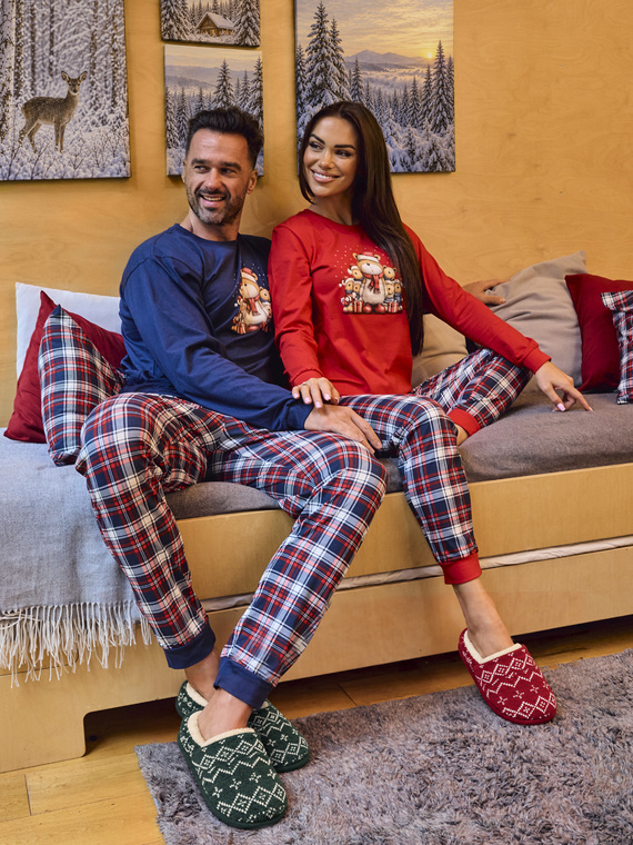 Cornette Family 671/480 pijama de mujer navideña con oso 100% algodón