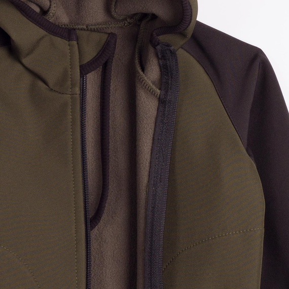 229021 Nicol Chaqueta infantil softshell con polar, capucha y reflectante - caqui