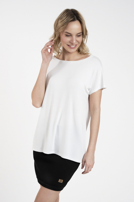 Ksenia Blusa manga corta Moda Italiana - blanco