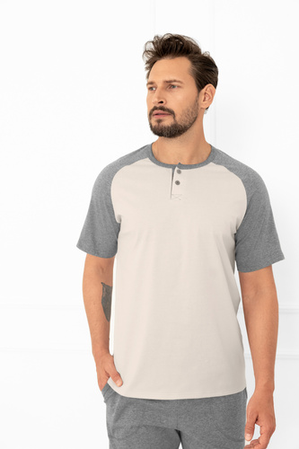 Alexander Italian Fashion pijama de hombre beige - algodón, polo y pantalón