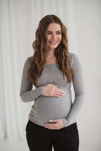 Tummy Milk&Love camiseta premamá y lactancia viscosa light gray melange