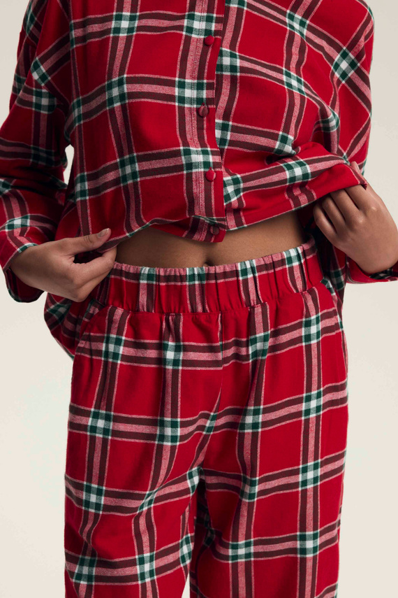 43716 Dalisa Pijama de mujer Henderson- franela a cuadros, cálido 100% algodón