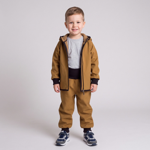 Nicol Pantalones 229053 softshell infantiles con forro polar, cintura alta, puños - oliva