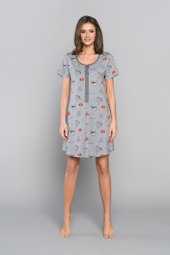 Orso Camisón desabrochado, manga corta con estampado Moda Italiana - rosa