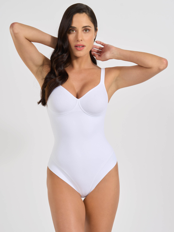 Body 3155 - elegante, elástico, de poliamida lisa Spiman blanco