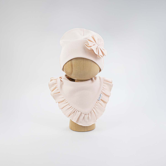 Gorro y Pañuelo para Niña Nicol 141963 Algodón Flor Volante - salmón claro
