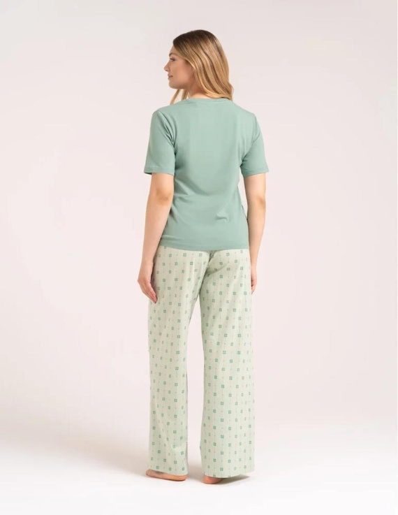 Pijama de mujer Moraj PDD4300-023 verde de algodón con pantalón largo y estampado