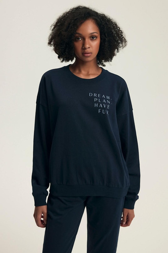 Henderson pijama de las mujeres 43705 Delancy azul marino - algodón, manga larga, cómodo y elegante