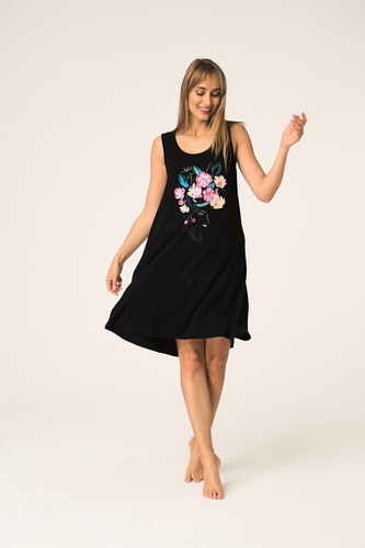 Key LND 560 camisón negro de bambú con estampado