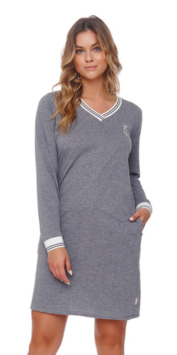 4534 Doctor Nap - Camisón de algodón con bolsillos | 100% algodón, producción polaca - gris oscuro