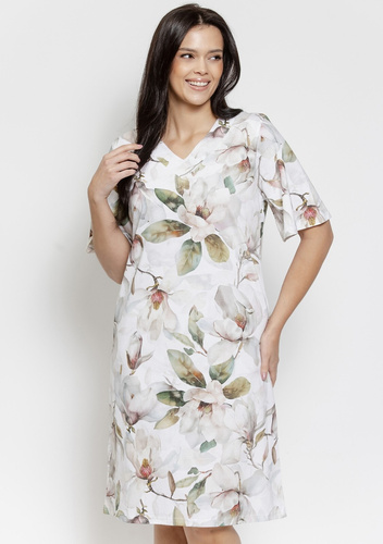 Camisón Afrodyta 3566 Taro – algodón, magnolia, estampado vegetal