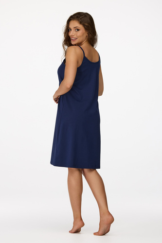 no. 25 Camisón de embarazada Senizo azul marino - 100% algodón, cremallera de lactancia, tirantes