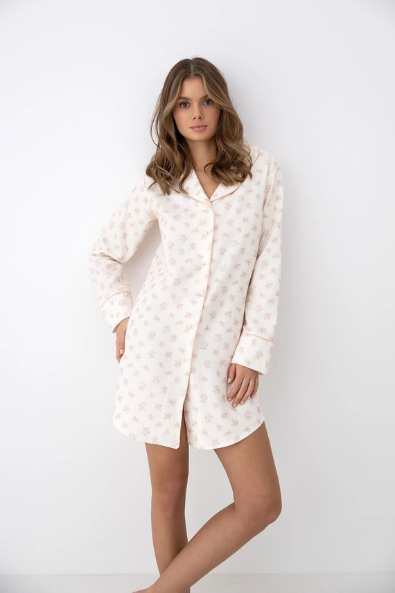 Camisón Sensis Marielle ecru viscosa algodón botones manga larga