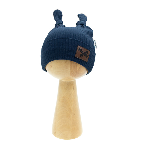219055 Gorro de bebé Willy Nicol - algodón, azul marino, nudos dobles