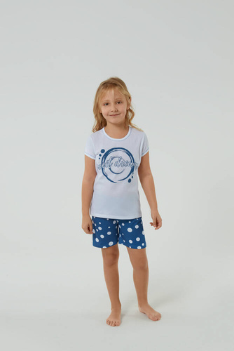 Raba Pijama de niña Italian Fashion - estampado blanco/azul