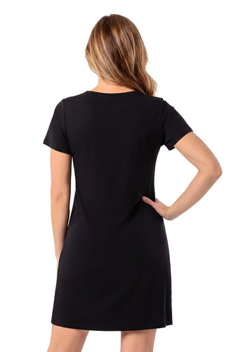 Camisón Damaris Donna de viscosa con encaje, elegante, con escote en V, negro