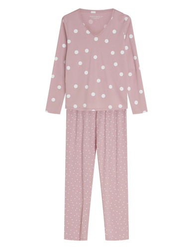 Henderson Gitte 45425 Pijama larga para mujer 100% algodón Escote en V dusty rose