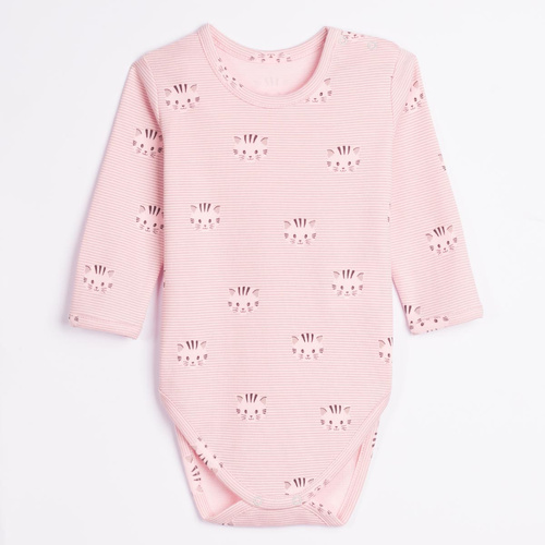 Body para bebé Nicol Tosia 225099 100% algodón rosa con gatitos manga larga