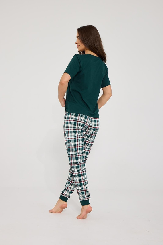 Cornette Scarlett 730/483 Pijama de Mujer Verde 100% Algodón a Cuadros